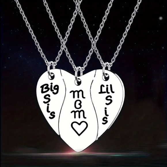 Stainless Steel Love Mother & Daughter Necklace 3pcs/Set For Sisters and Mother - Picture 7 of 7